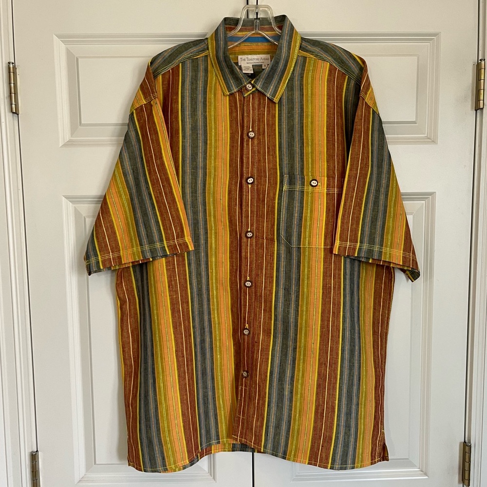 The Territory Ahead Retro Striped Short Sleeve Button Down Shirt, Size XL